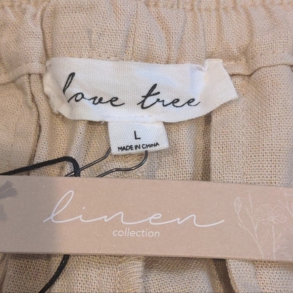 Love Tree Linen Beige Drawstring Waist Shorts with Pockets size Large - Picture 8 of 9